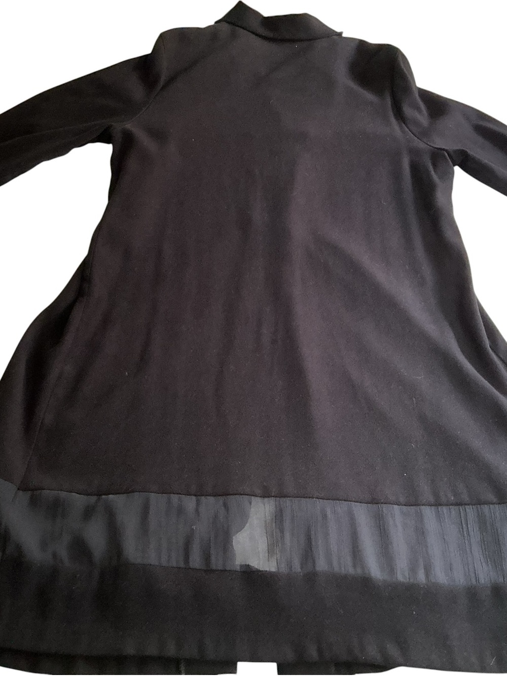 Miss Etam Positie Black Sheer Band Long Duster Coat Jacket Size M Button Front - Picture 6 of 11